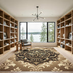 Ornate Gold Floral Medallion Background Rug
