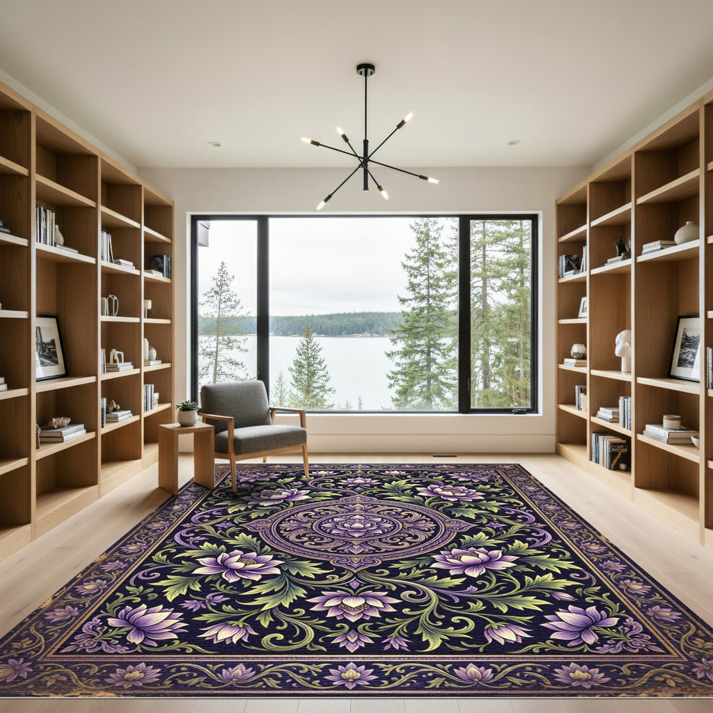 Violet Lotus Floral Intricate Mandalas Rug