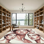 Blush Pink Multiple Portraits Contour Art Rug