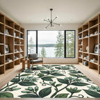 Lush Green Botanical Jasmine Vine Rug