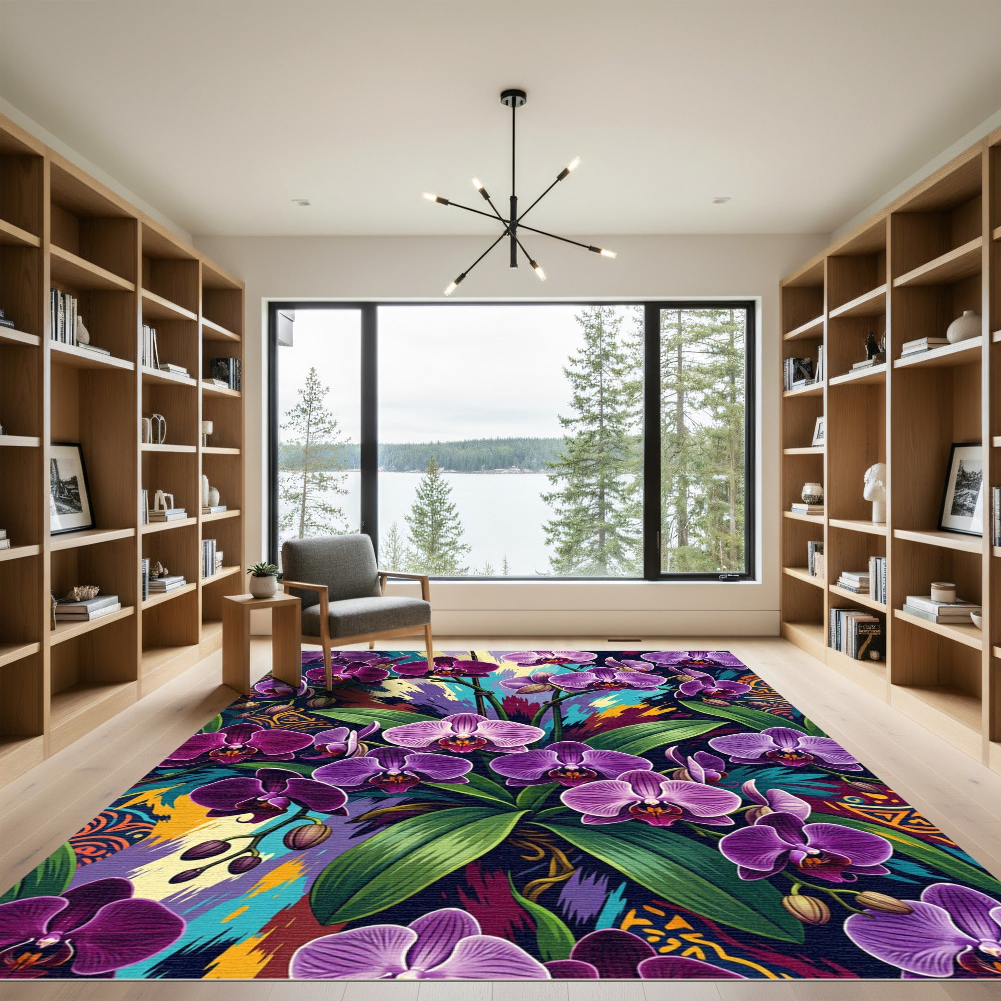Rich Purple Orchids Abstract Splash Rug