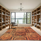 Golden Intricate Star Mandala Rug