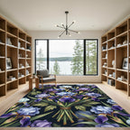 Purple Blue Iris Floral Bouquet Rug