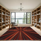 Crimson Orange Linear Perspective Rug