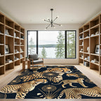 Glamorous Gold Cheetah Black Art Deco Rug