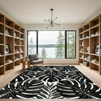 Monochromatic Tropical Monstera Leaf Botanical Rug
