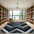 Monochrome Chevron Herringbone Stripe Rug