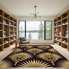 Gold Palm Leaf Art Deco Wallpaper Rug