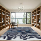 Modern Navy Blue Wavy Linear Rug