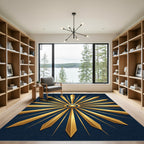 Radiant Gold Sunburst Navy Medallion Rug