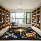 Mid Century Cosmic Satellite Starburst Rug