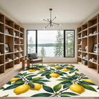 Fresh Vibrant Yellow Lemon Botanical Art Rug
