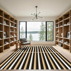Modern Beige Cream Black Stripe Rug