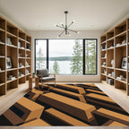 Modern Isometric Golden Brown Block Rug