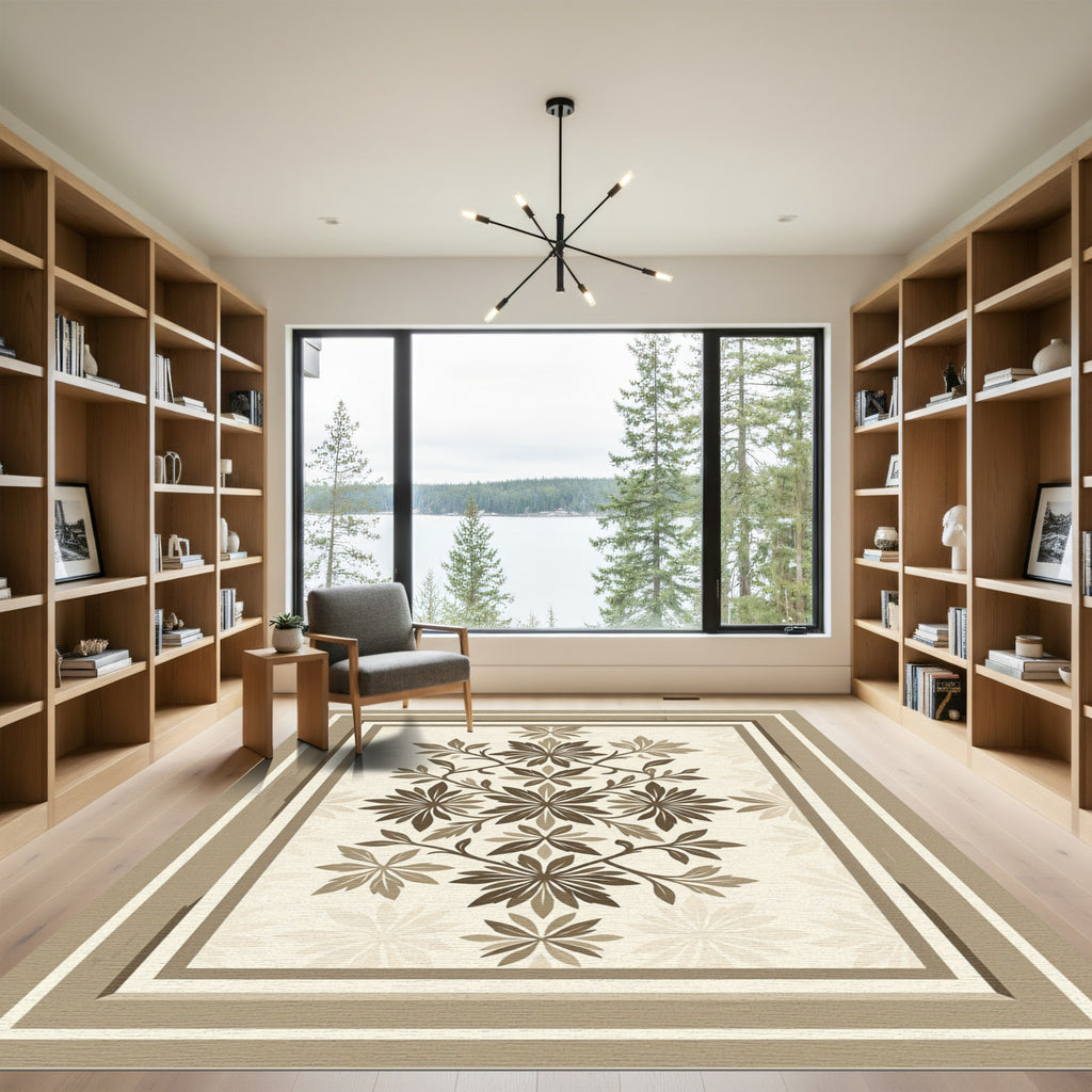 Earthy Floral Vine Medallion Rug