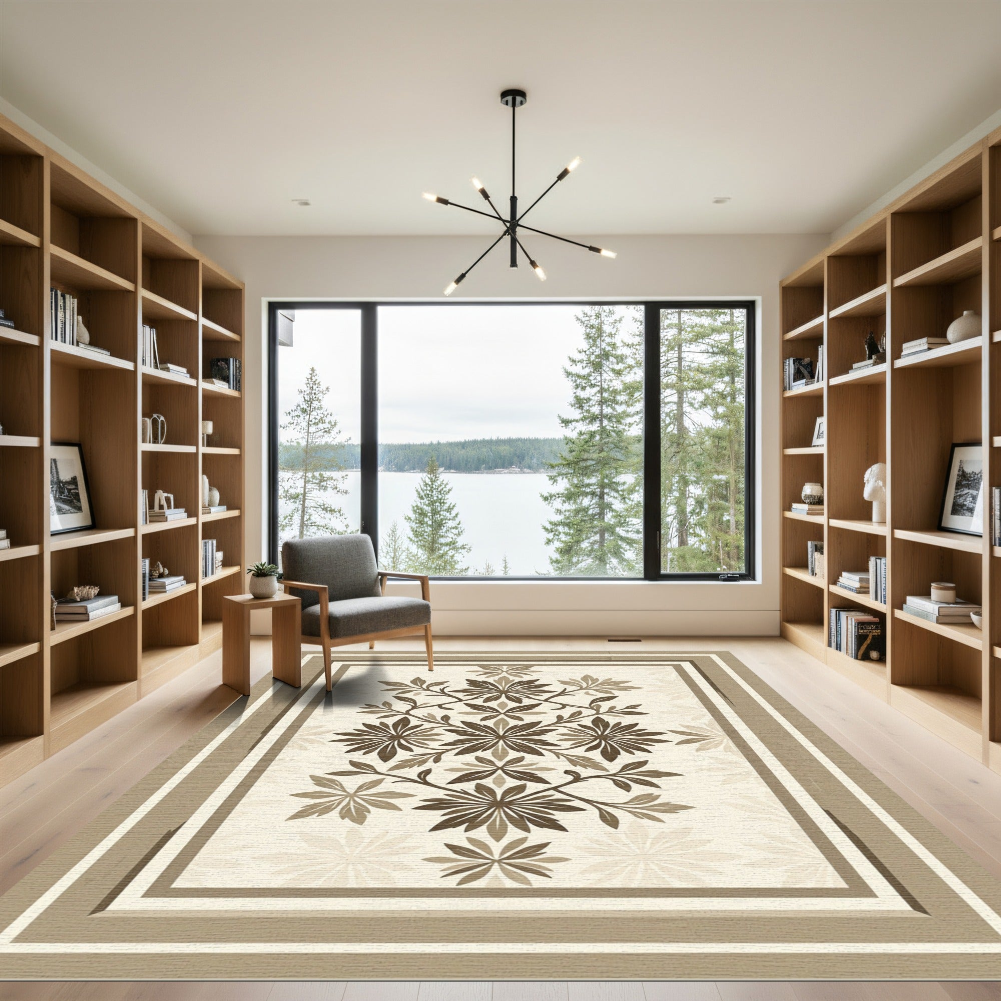 Earthy Floral Vine Medallion Rug