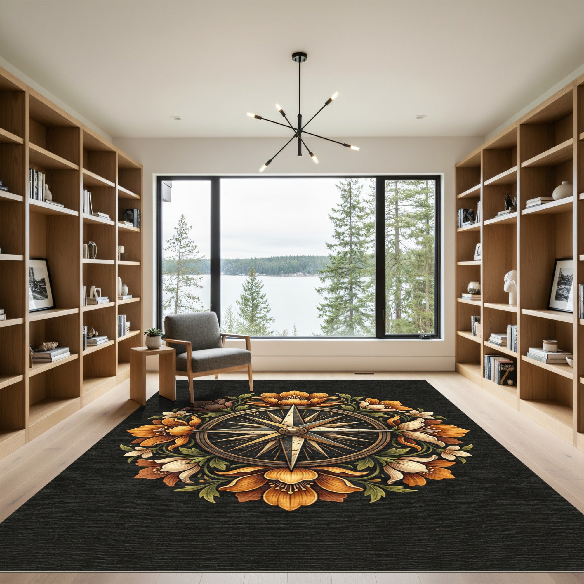 Golden Compass Floral Medallion Rug