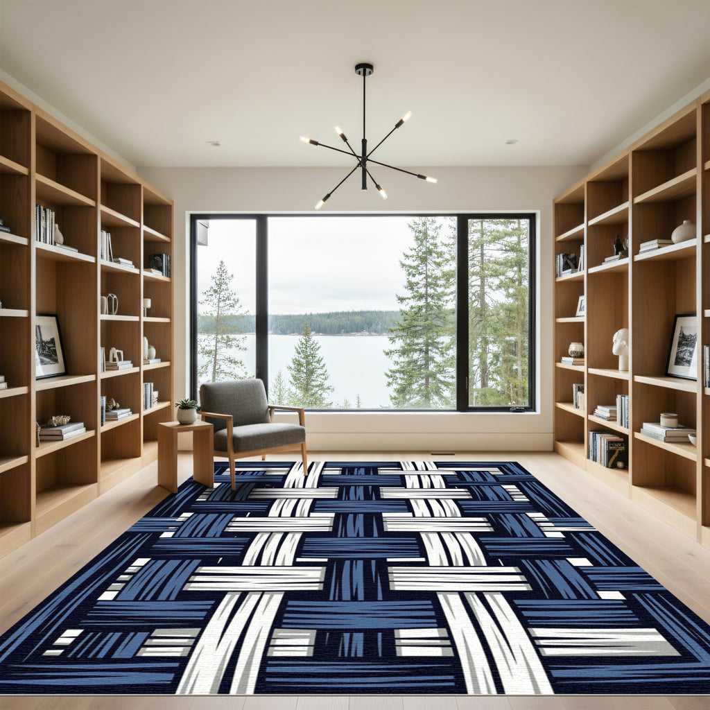 Woven Indigo White Stripe Rug