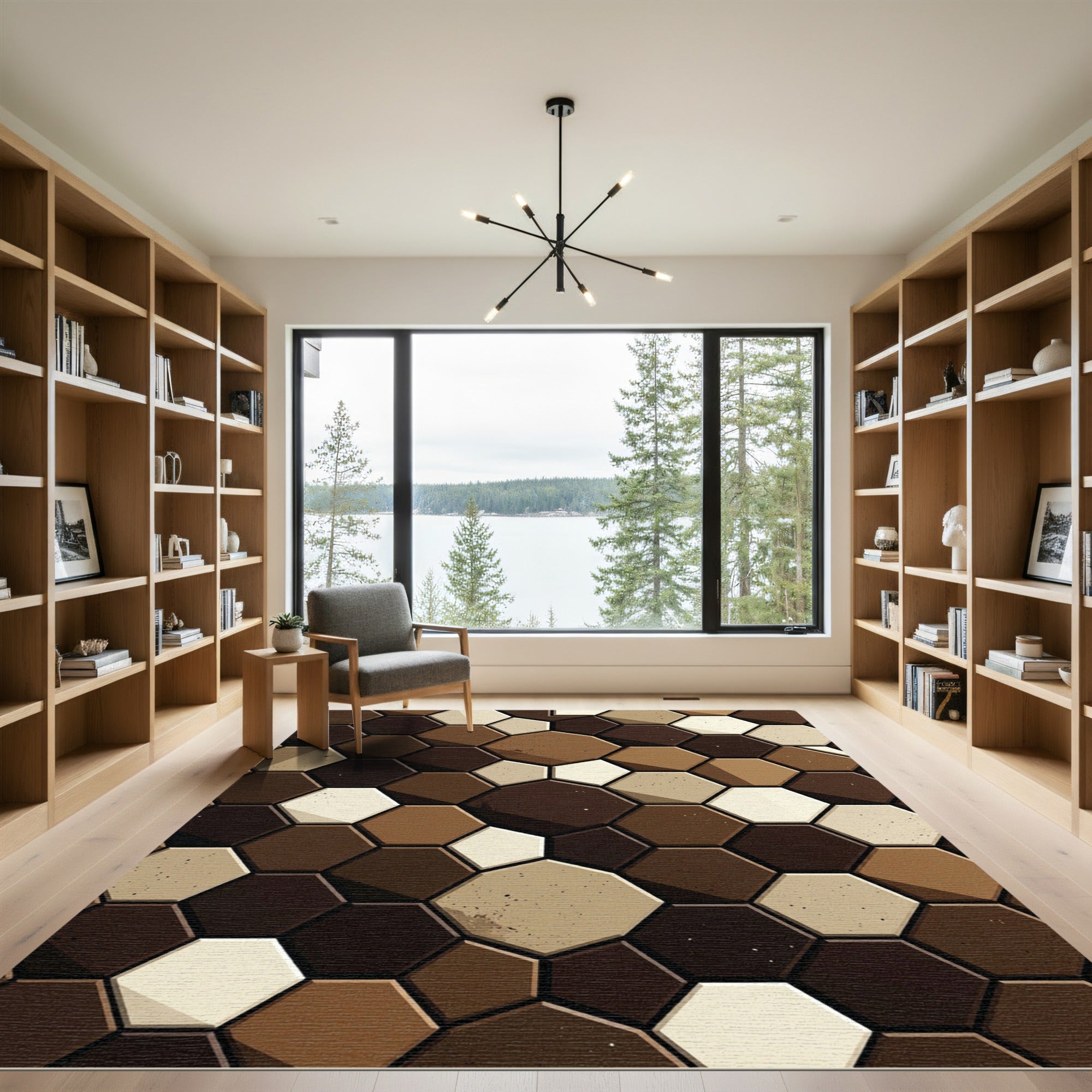 Rich Earthy Hexagon Mosaic Rug