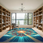 Radiant Sun Mandala Turquoise Coral Rug