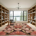 Art Deco Golden Pink Shell Medallion Rug