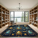 Golden Iridescent Beetle Entomology Art Rug