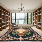 Ornate Gold Leaf Seashell Frame Rug