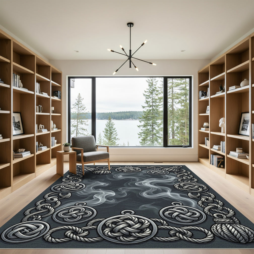 Silver Knotwork Smoke Border Rug