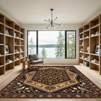 Elegant Floral Avian Hexagon Medallion Rug