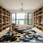Black Amber Swirl Liquid Art Rug