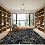 Radial City Map Swirl Rug