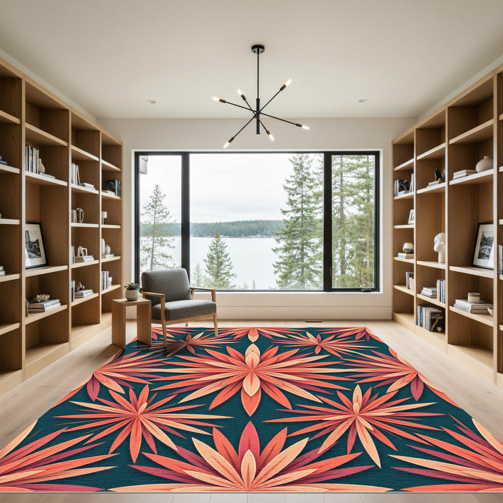 Coral Floral Burst Seamless Rug