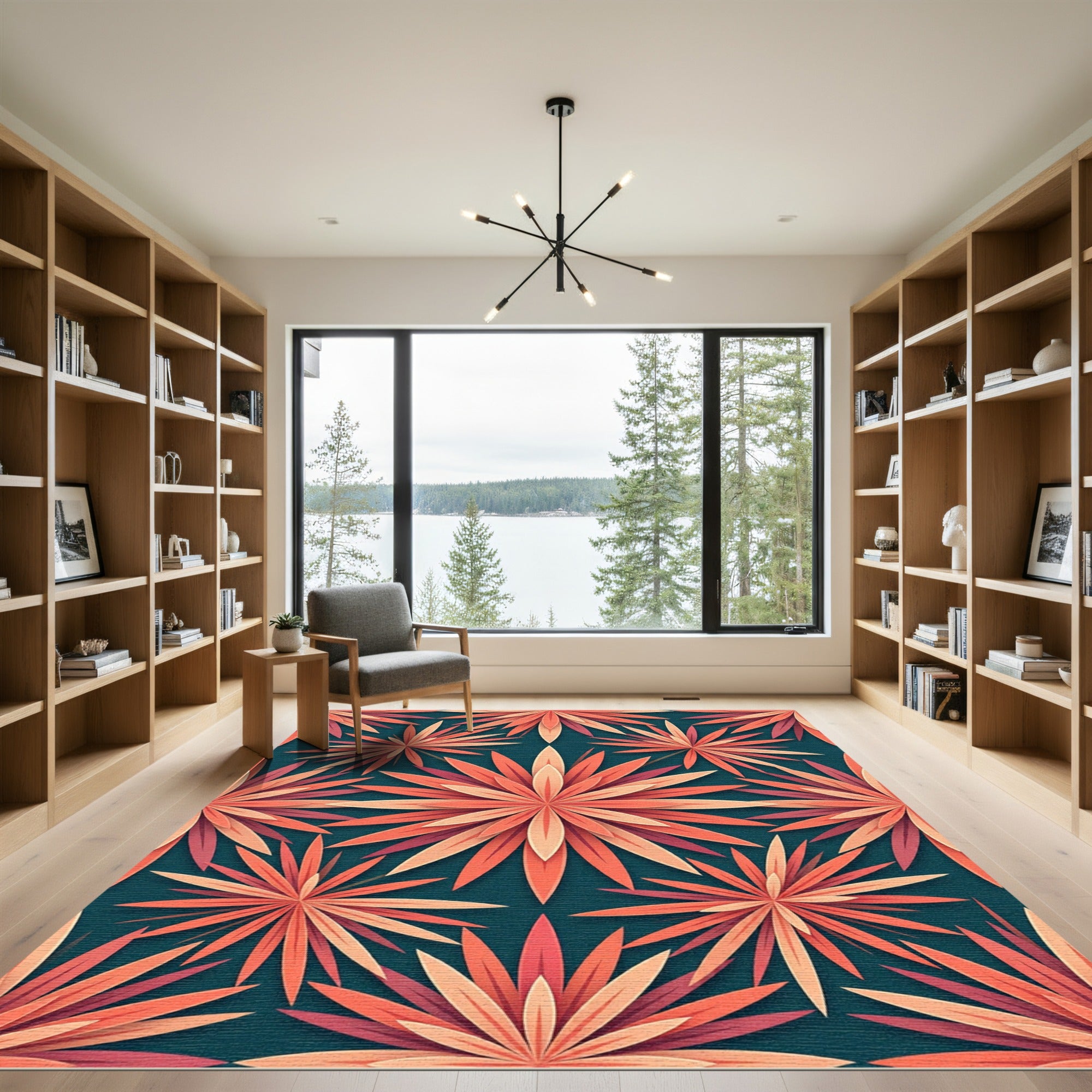 Coral Floral Burst Seamless Rug