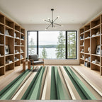 Modern Sage and Neutral Vertical Stripe Rug