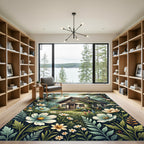 Whimsical Woodland Cottage Floral Meadow Rug