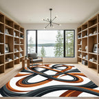 Abstract Intertwined Copper and Slate Flourish Rug