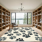 Playful Charcoal Paw Print Accent Rug