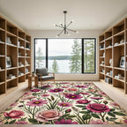 Vintage Pink Cosmos and Rose Meadow Rug
