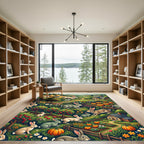 Whimsical Rabbit Farm Meadow Landscape Rug