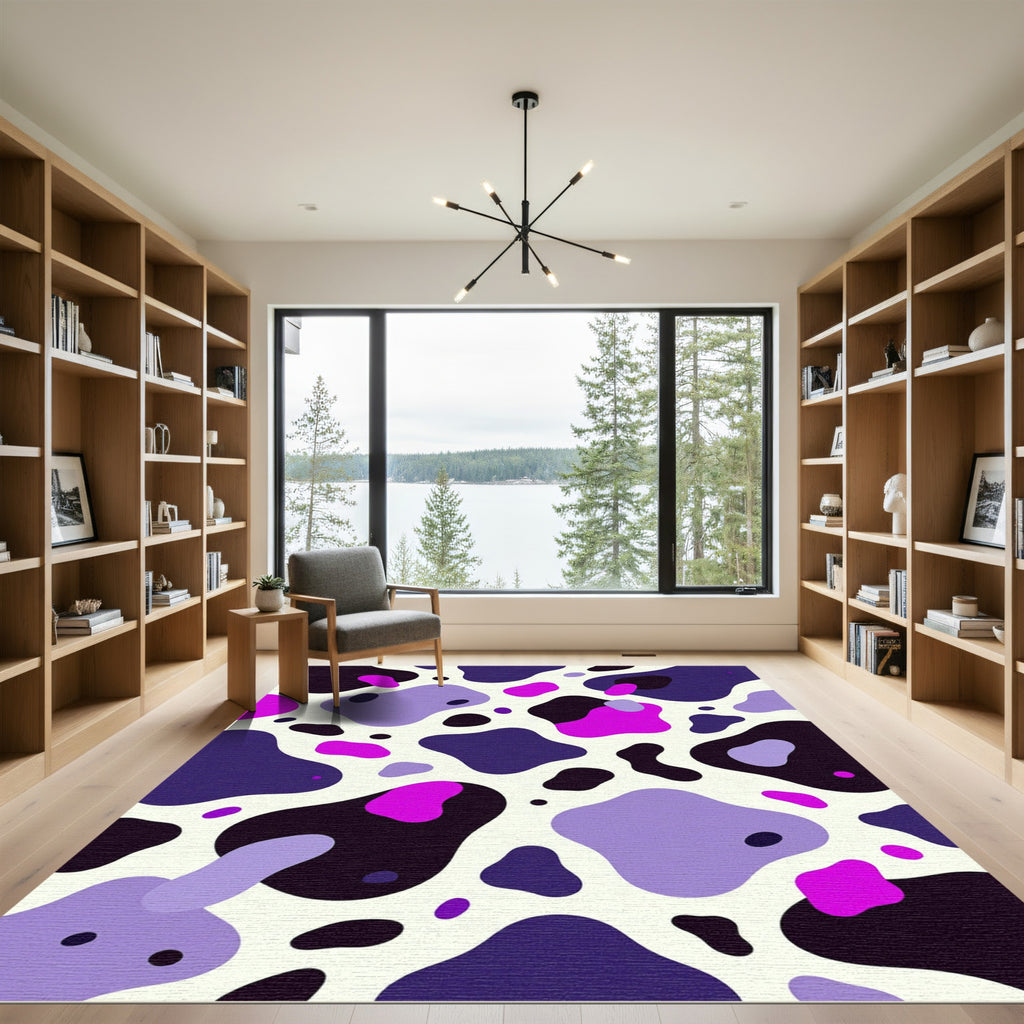 Abstract Purple Pink Cow Spot Graphic Rug