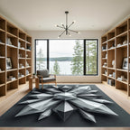 Monochromatic Silver Geometric Crystal Cluster Rug