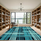Aqua Weave Lines Intersection Rug