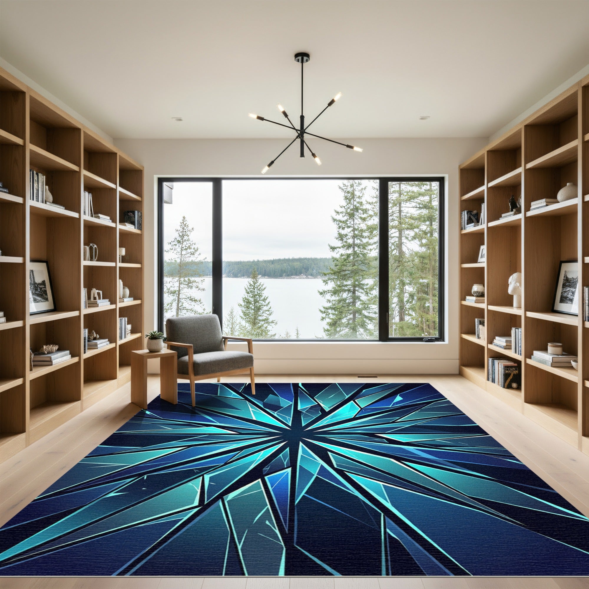 Geometric Sapphire Shard Celestial Star Rug