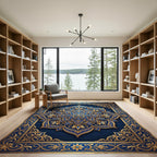 Deep Blue Golden Royal Medallion Rug
