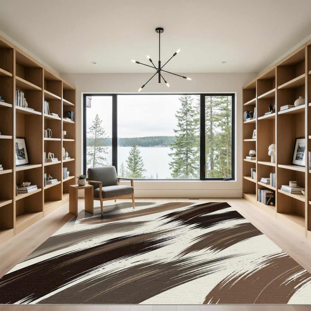 Earthy Tones Brushstroke Swirl Rug