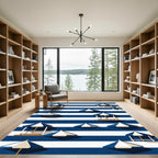 Coastal Blue Stripe Beach Hut Rug
