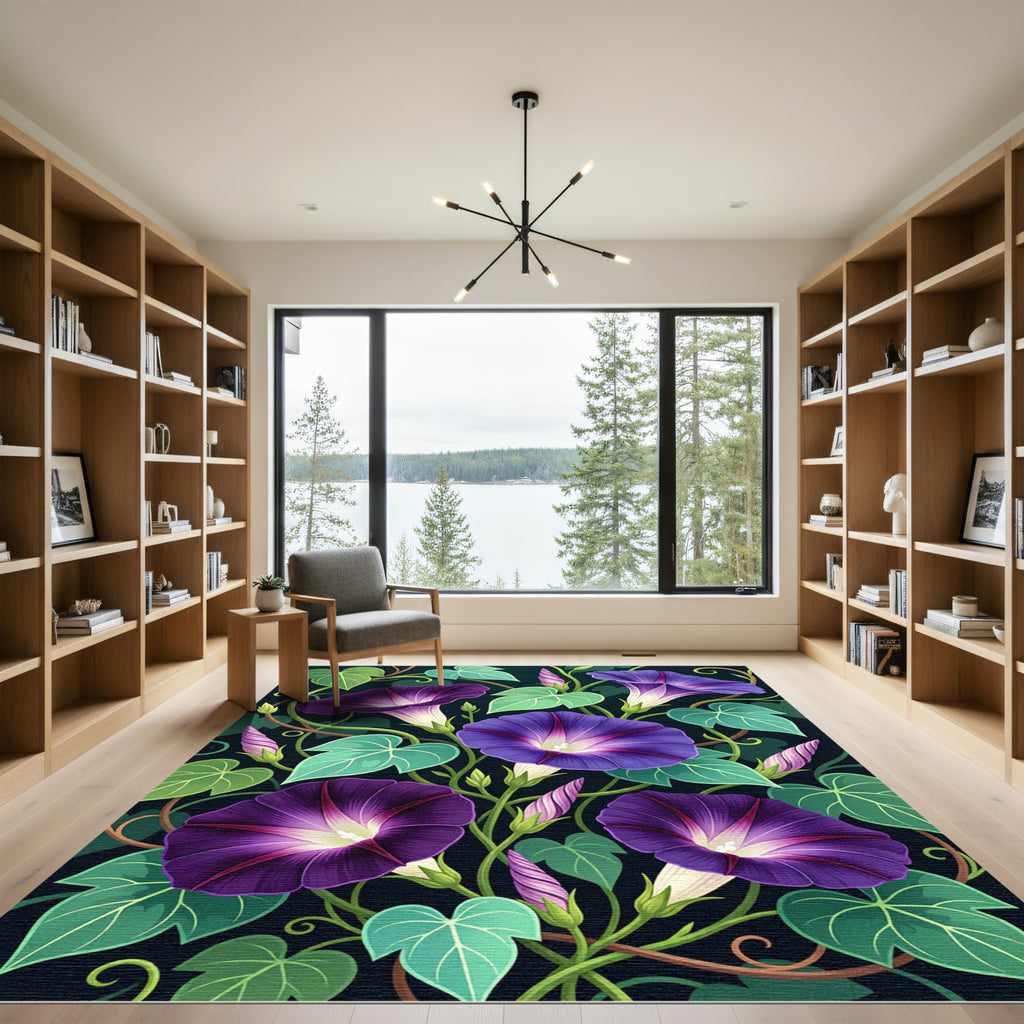 Deep Purple Morning Glory Vine Rug