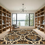 Majestic Leopard Portrait Golden Spotted Backdrop Rug