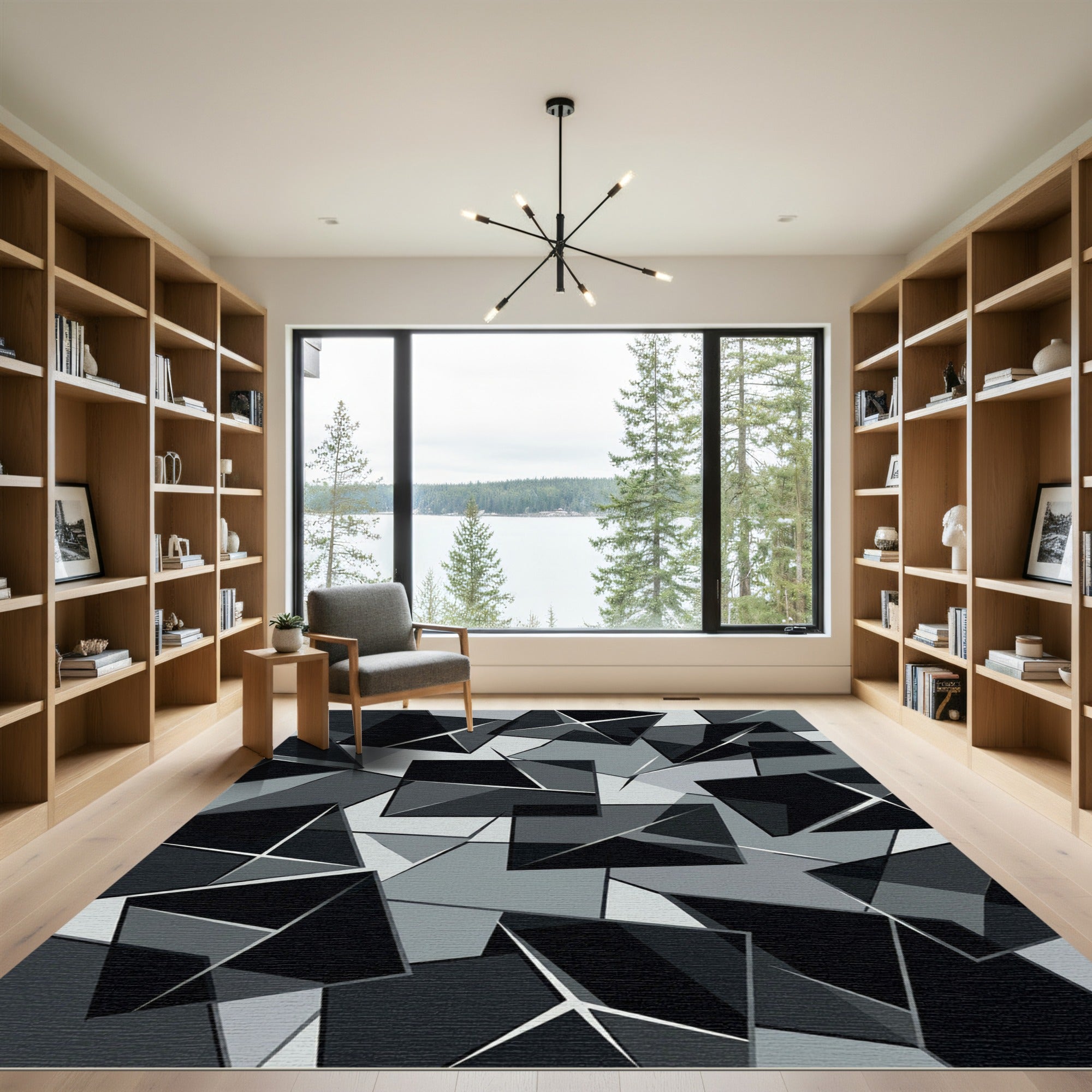 Monochromatic Geometric Abstract Overlapping Squares Rug