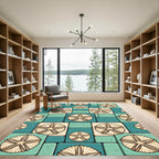 Coastal Teal Sea Shell Mosaic Rug